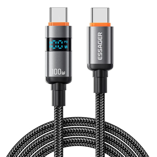 ESSAGER ES-X61 1m Type-C to Type-C Cable 100W Digital Display Phone Tablet Laptop Fast Charging Data Cord - 1