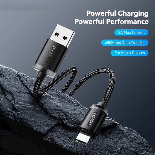 ESSAGER ES-X60 2m USB to Micro Phone Charging Cable Braided Data Cable - 2
