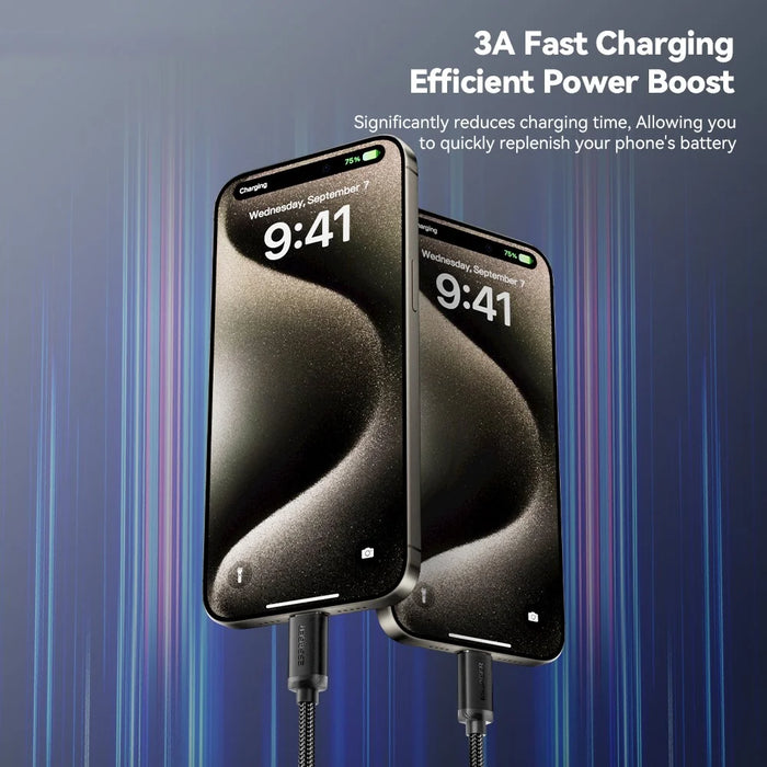 ESSAGER ES-X60 3m USB to Type-C Phone Charging Cable 3A Braided Data Cable - 3