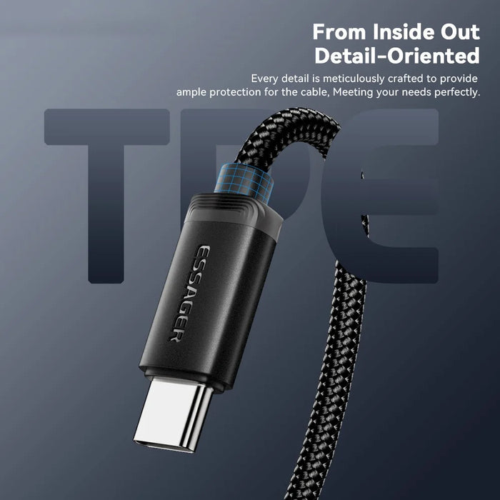 ESSAGER ES-X60 2m USB to Type-C Phone Charging Cable 3A Braided Data Cable - 7