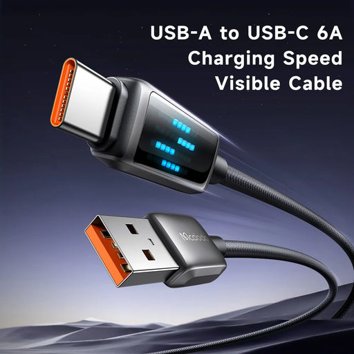 MCDODO CA-2350 1.2m USB-A to Type-C 6A Fast Charging Data Cable Charging Speed Visible - 2