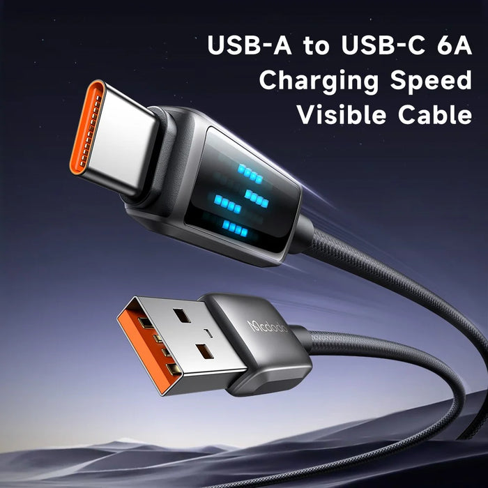 MCDODO CA-2350 1.2m USB-A to Type-C 6A Fast Charging Data Cable Charging Speed Visible - 2
