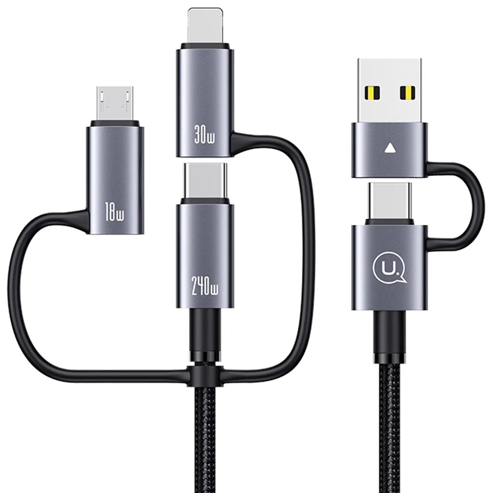 USAMS SJ737 1.2m 240W Multi Charging Cable 6-in-1 Aluminum Alloy Fast Charging Data Cord - 1