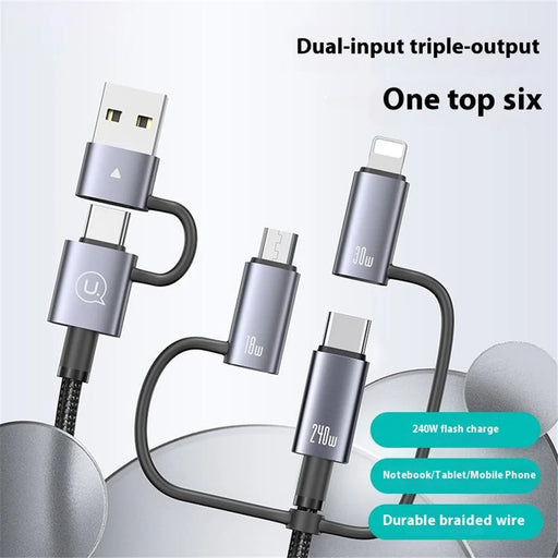 USAMS SJ737 1.2m 240W Multi Charging Cable 6-in-1 Aluminum Alloy Fast Charging Data Cord - 2
