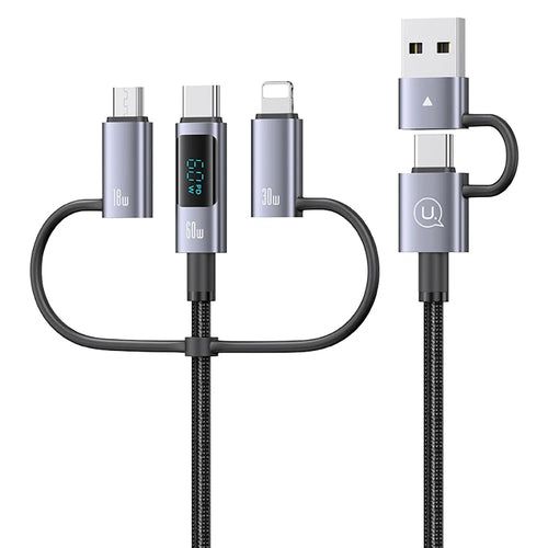 USAMS SJ713 1.2m 60W 6-in-1 Fast Charging Cable LED Display PVC Data Cord - 1