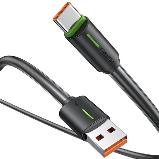 USAMS SJ732 1m USB to Type-C Charging Cable 3A Bicolor PVC Data Sync Cord - Black - 1