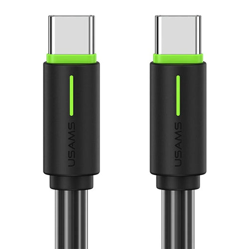 USAMS SJ734 1m 60W Type-C to Type-C Fast Charging Cable Bicolor PVC Data Sync Cord - Black - 1