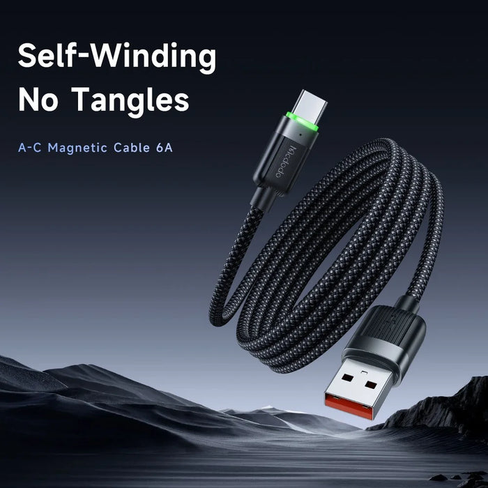 MCDODO CA-5650 1.2m USB-A to USB-C 6A Fast Charging Cable Magnetic Data Cord - 3
