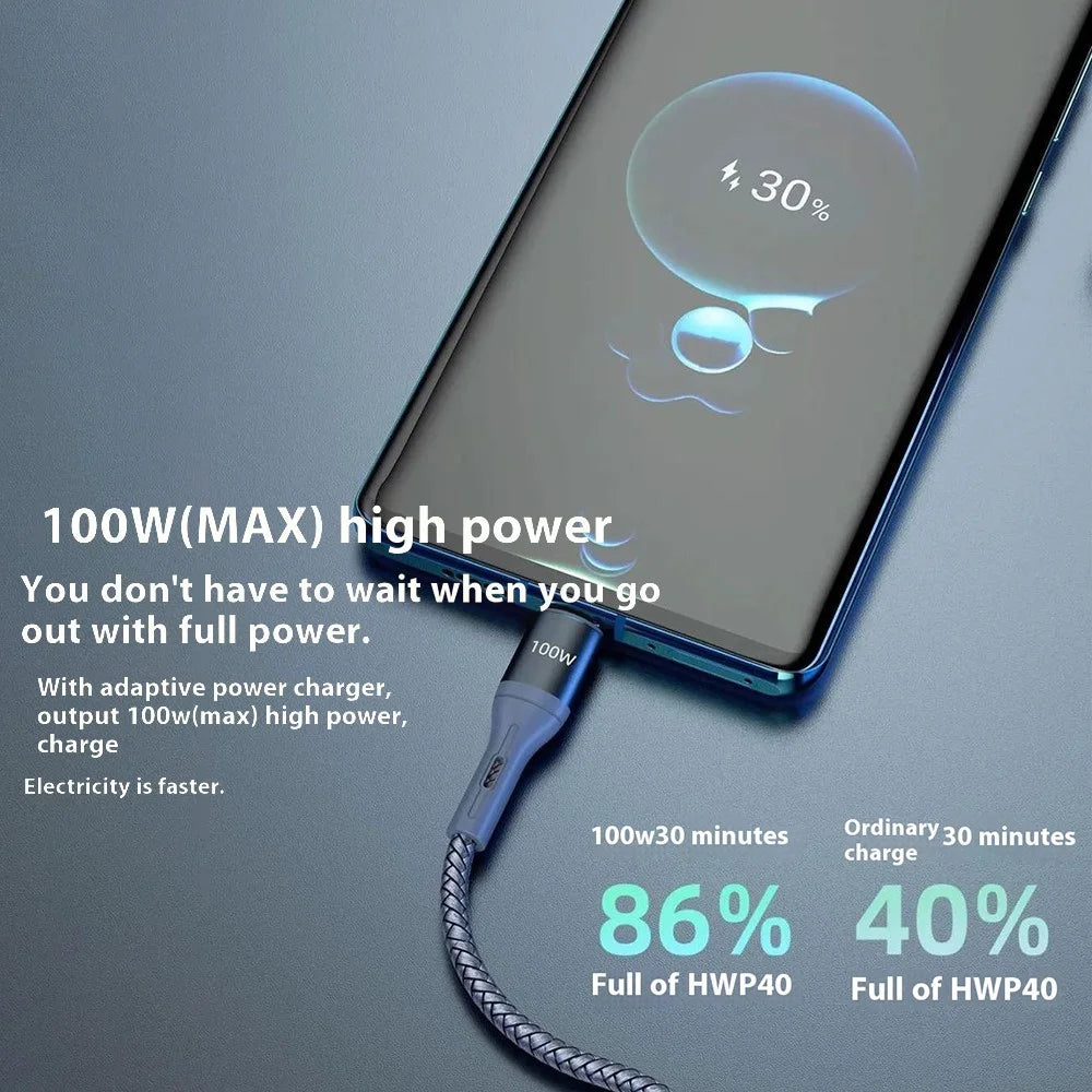 DUDAO L20X 3-in-1 Ip+Type-C+Micro 100W Fast Charging Cable Nylon Braided Wire - 4