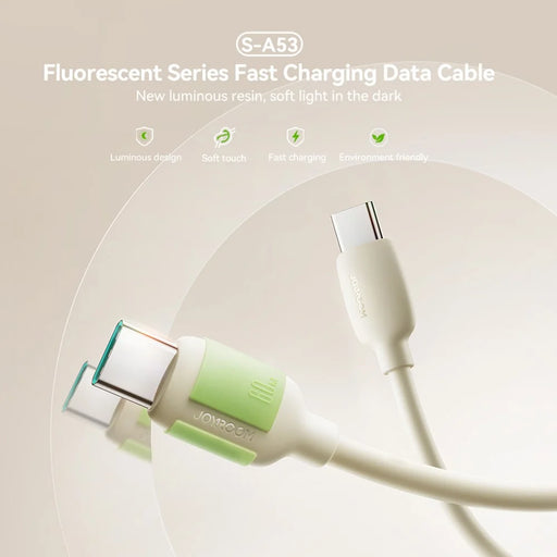 JOYROOM S-A53 2m Type-C to Type-C 60W Fast Charging Cable Liquid Silicone Fluorescent Data Cord - 2