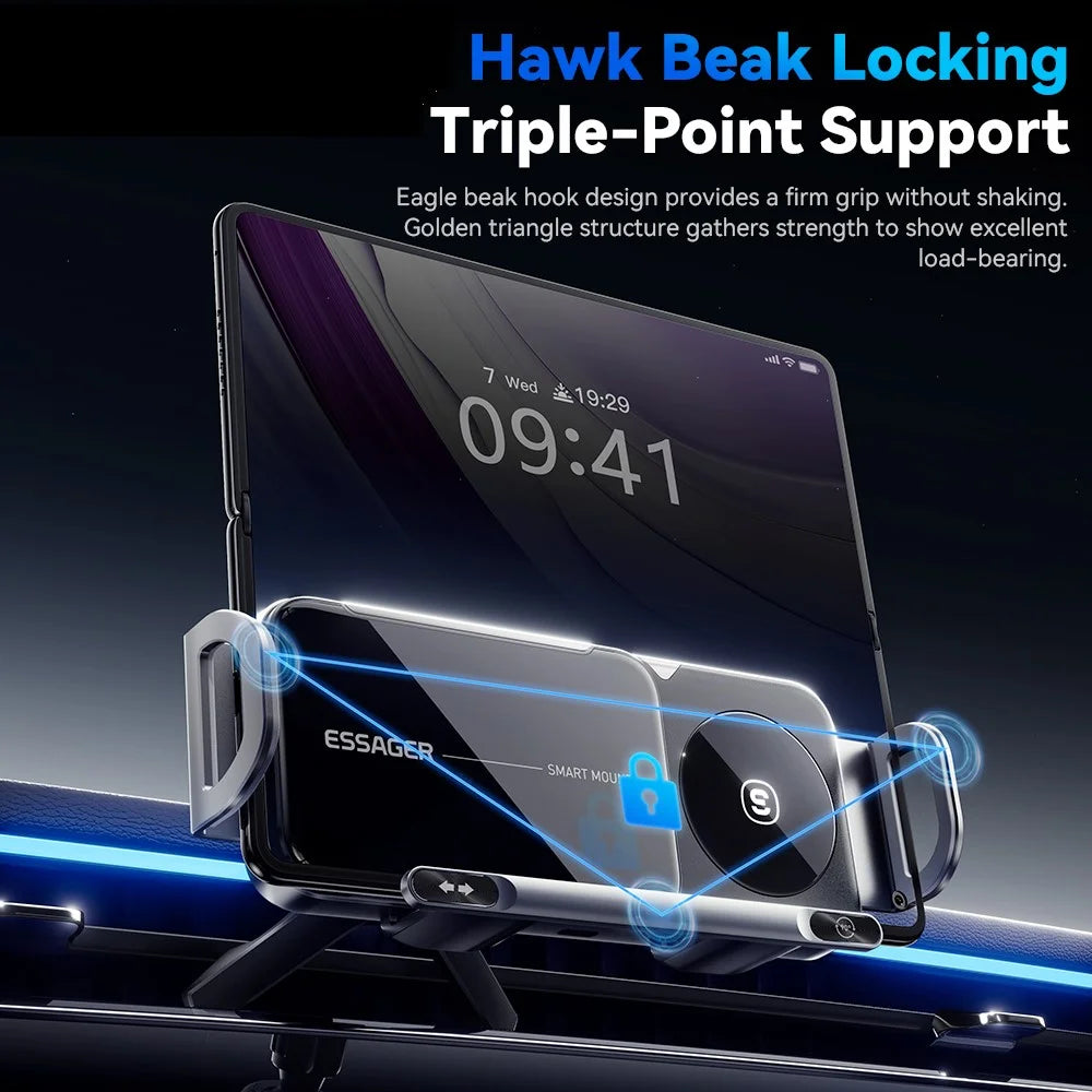 ESSAGER Car Air Vent Phone Holder Wireless Charger ABS+Glass Charging Bracket - 3