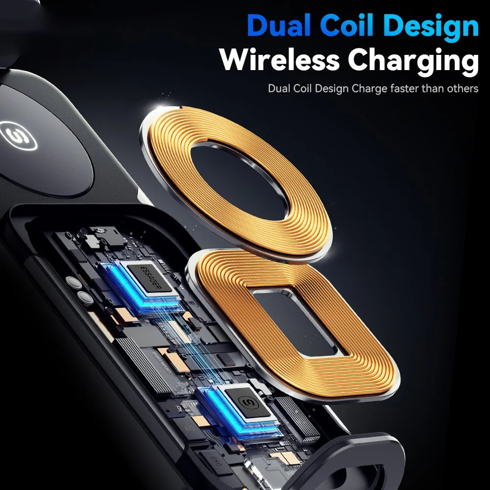 ESSAGER Car Air Vent Phone Holder Wireless Charger ABS+Glass Charging Bracket - 4
