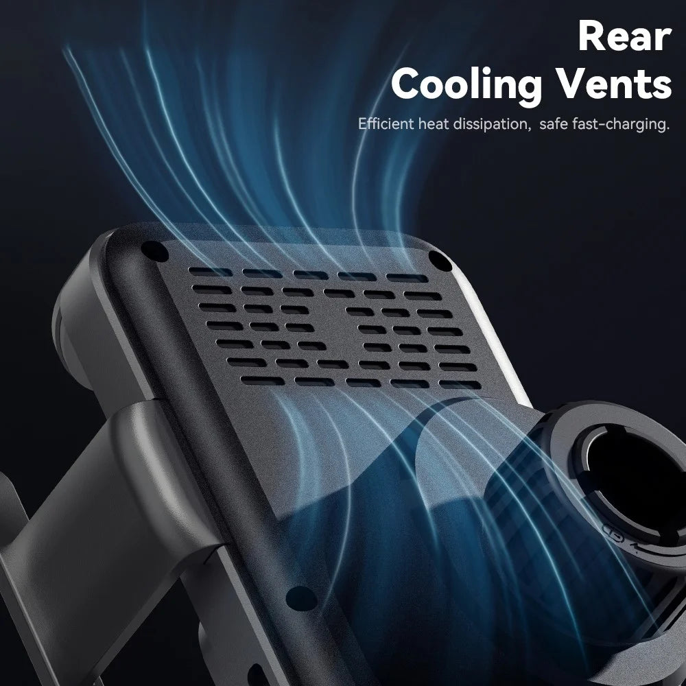 ESSAGER Car Air Vent Phone Holder Wireless Charger ABS+Glass Charging Bracket - 5