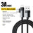ESSAGER 2m USB-A to iP + Type-C 90 Degree Right Angle 3A Fast Charging Data Cable - 2