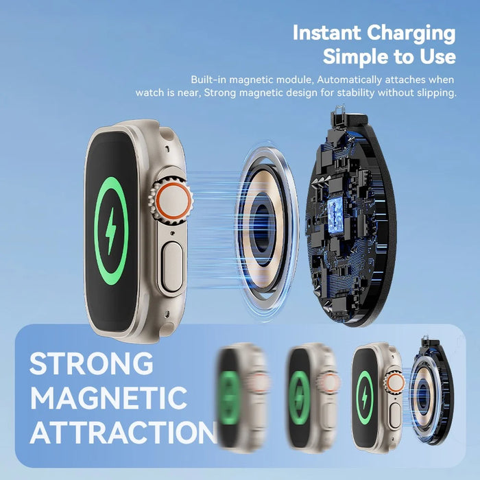 ESSAGER For Apple Watch USB Cable Magnetic ABS Waterdrop Shape Wireless Charger - Black - 6