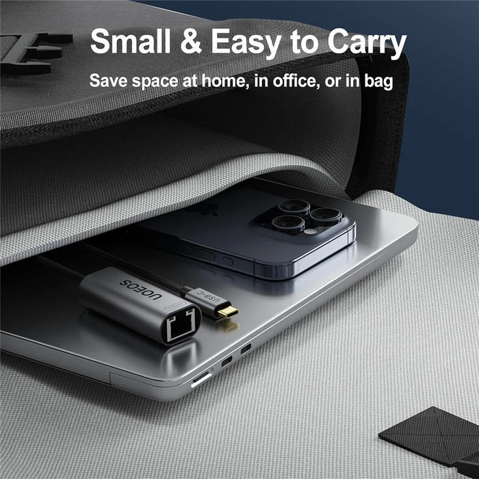UOEOS USB 3.1 Type-C to Ethernet Adapter 2.5G High Speed RJ45 Wired Network Converter - Grey - 7