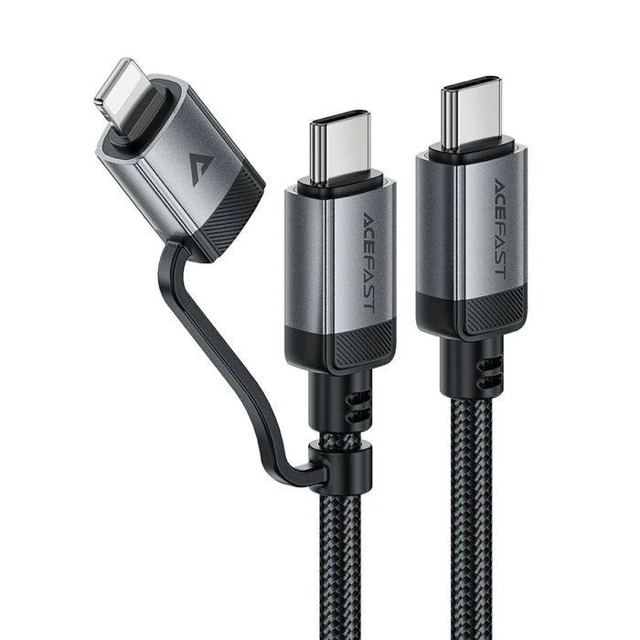 ACEFAST C20-01 1.2m USB-C to USB-C + iP Data Cable Braided 60W Fast Charging Cord - 1