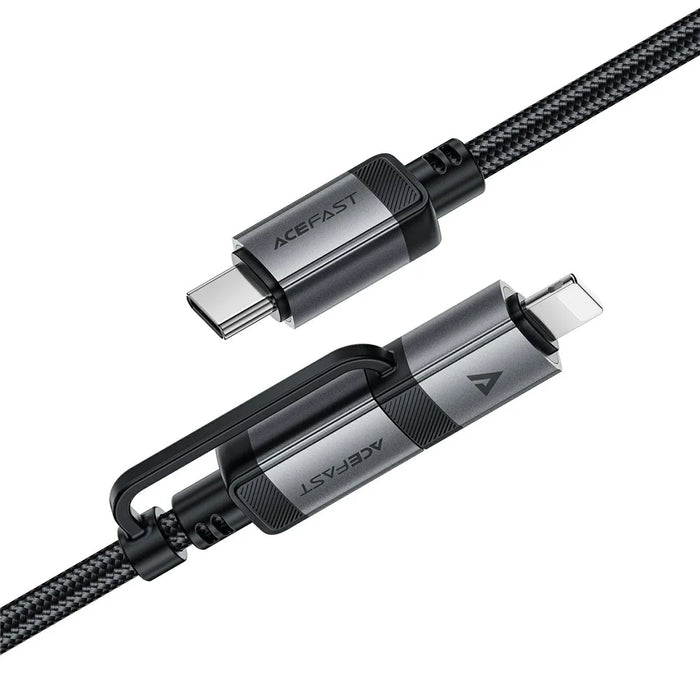 ACEFAST C20-01 1.2m USB-C to USB-C + iP Data Cable Braided 60W Fast Charging Cord - 4