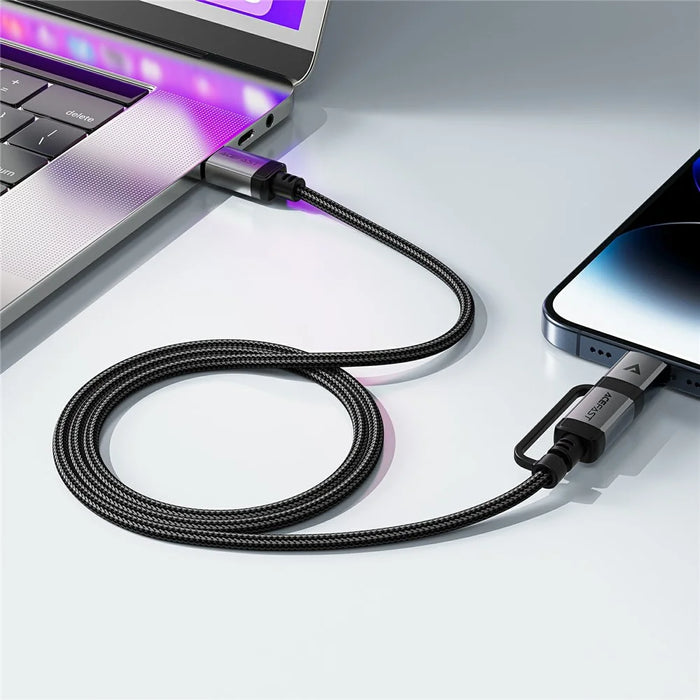 ACEFAST C20-01 1.2m USB-C to USB-C + iP Data Cable Braided 60W Fast Charging Cord - 5