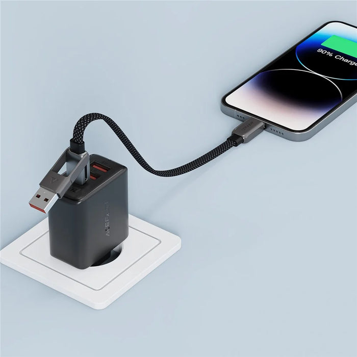 ACEFAST C13-05 0.2m USB-A / USB-C to USB-C Charging Data Cable Braided Zinc Alloy Cord - 3