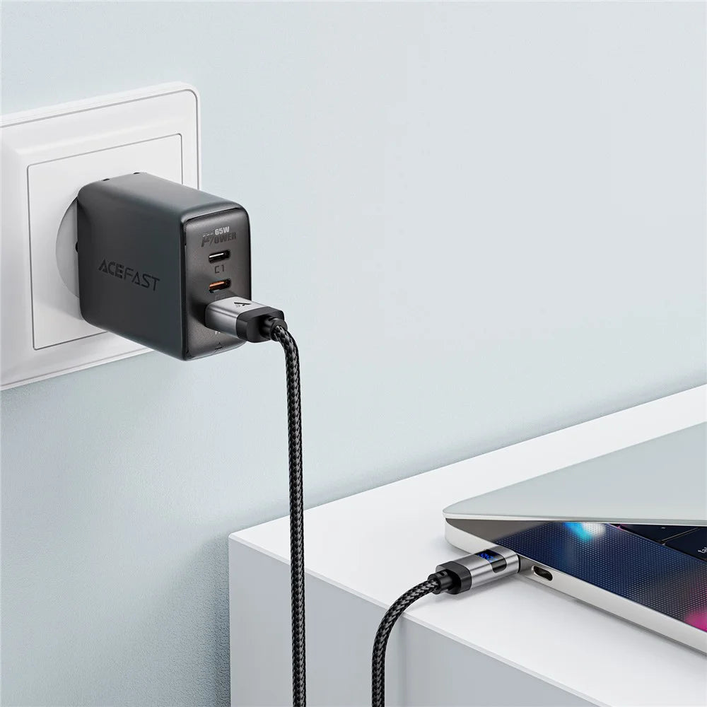 ACEFAST C15-04 1.2m USB-A to USB-C Digital Display Charging Cable 3A Fast Charge Data Cord - 2