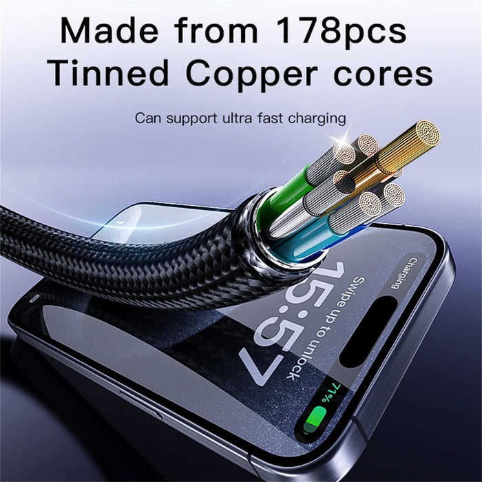 YESIDO CA183 USB C to C Cable 60W Fast Charging 2M  /  6.6FT Aluminum Alloy Braided Data Sync Cord - 3