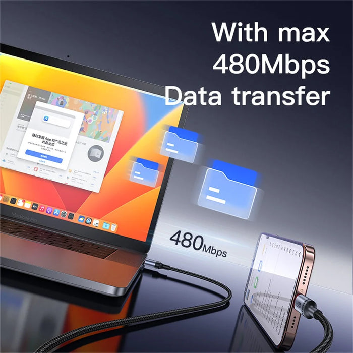 YESIDO CA183 USB C to C Cable 60W Fast Charging 2M  /  6.6FT Aluminum Alloy Braided Data Sync Cord - 5