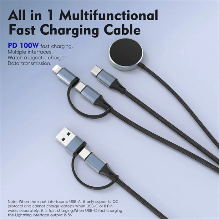 U33 1m PD 100W Fast Charging Cable Multi-Function Cord for Laptop / Tablet / Phone / Apple Watch - 2