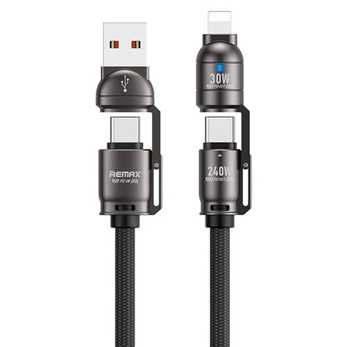 REMAX C1 240W 4 in 1 Multi-Charging Cable 1.2m / 3.9ft L Port / Type-C / USB-A Fast Charging Cord for Tablets / Phones - 1