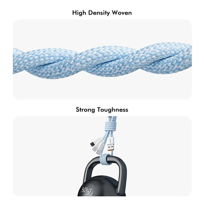 ENKAY 1m 3 in 1 USB to iP / Type-C / Micro USB 60W Charging Data Cable Braided Wire - Blue - 5