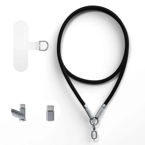 XUNDD XDDC-029 1.2m Crossbody Phone Lanyard 240W Charging Cable Type-C to Type-C Braided Cord - Black - 1