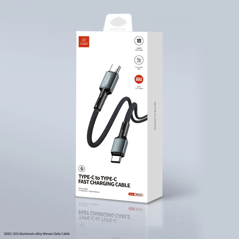 XUNDD XDDC-033 1m Aluminum Alloy Braided USB-C to USB-C Data Cable Phone Fast Charging Wire - 4