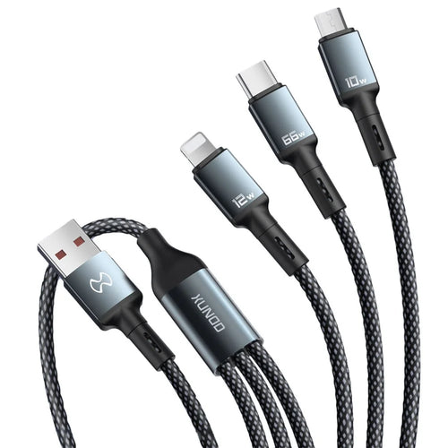 XUNDD XDDC-034 1.2m 3 in 1 Charging Data Cable Fast Charging Cord with Type-C, Micro USB and iP Port - 1