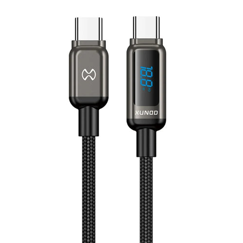 XUNDD XDDC-035 1m USB-C to USB-C Cable 60W Fast Charging Zinc Alloy Digital Display Braided Data Cord - 1