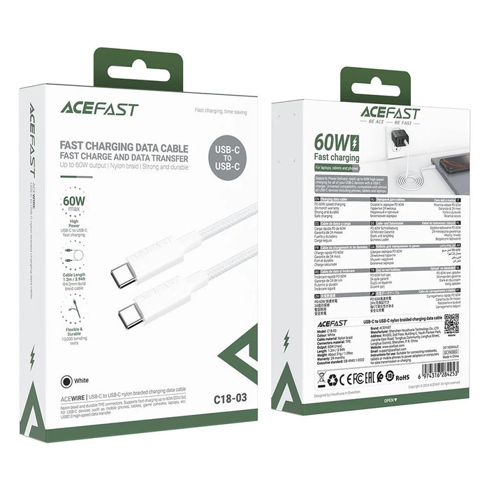 ACEFAST C18-03 USB C to USB C Data Cable 60W Fast Charging Wire for Laptops Smartphones - 7