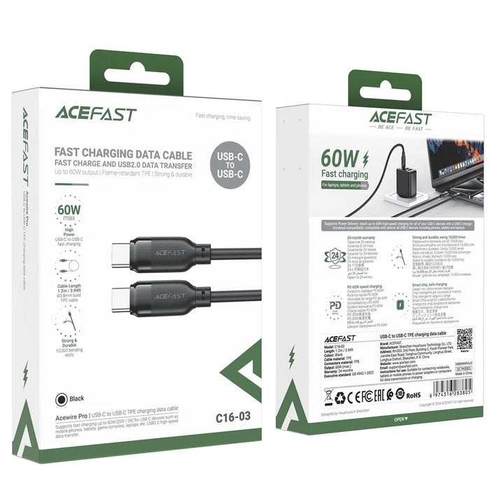 ACEFAST C16-03 USB-C to USB-C Cable TPE Charging Data Cable 1.2m 60W Fast Charge Cable For Laptop  /  Phone - 7