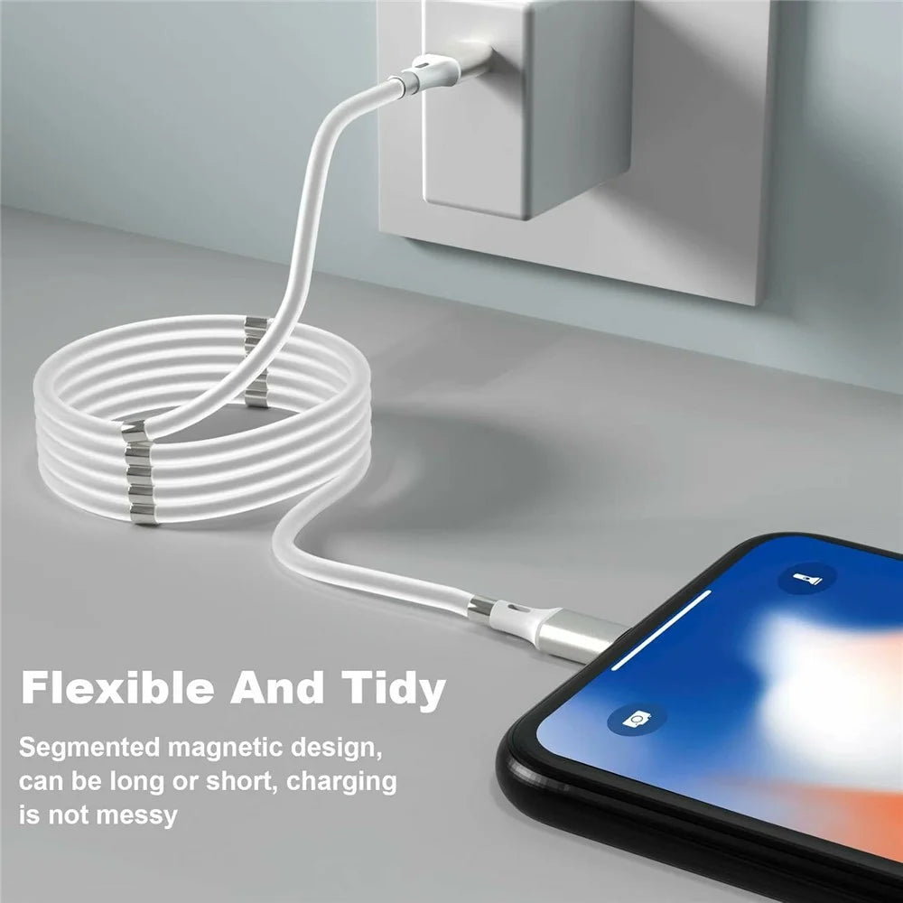 1m 2.4A Fast Charging Cable Magnetic Storage USB-C to USB-C 60W Data Cord - 4