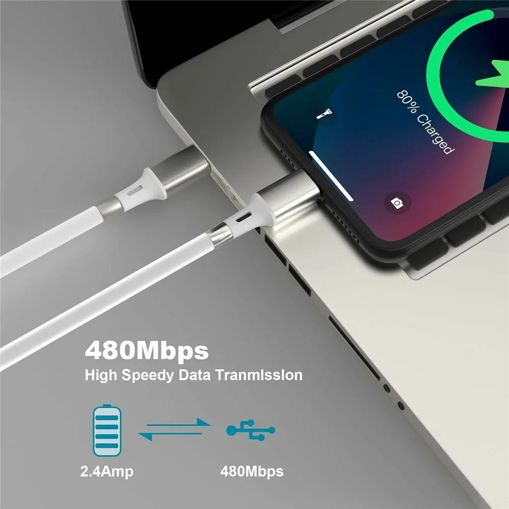 1m 2.4A Fast Charging Cable Magnetic Storage USB-C to USB-C 60W Data Cord - 5