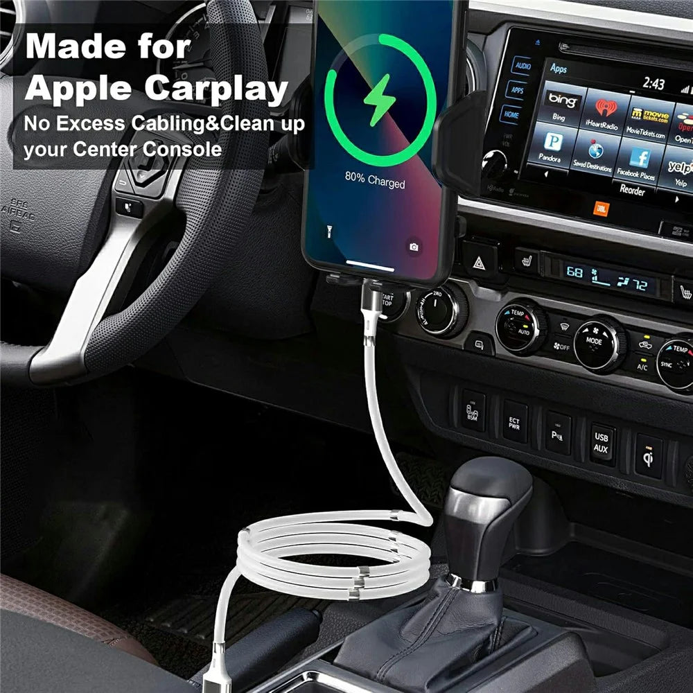 1m 2.4A Fast Charging Cable Magnetic Storage USB-C to USB-C 60W Data Cord - 6