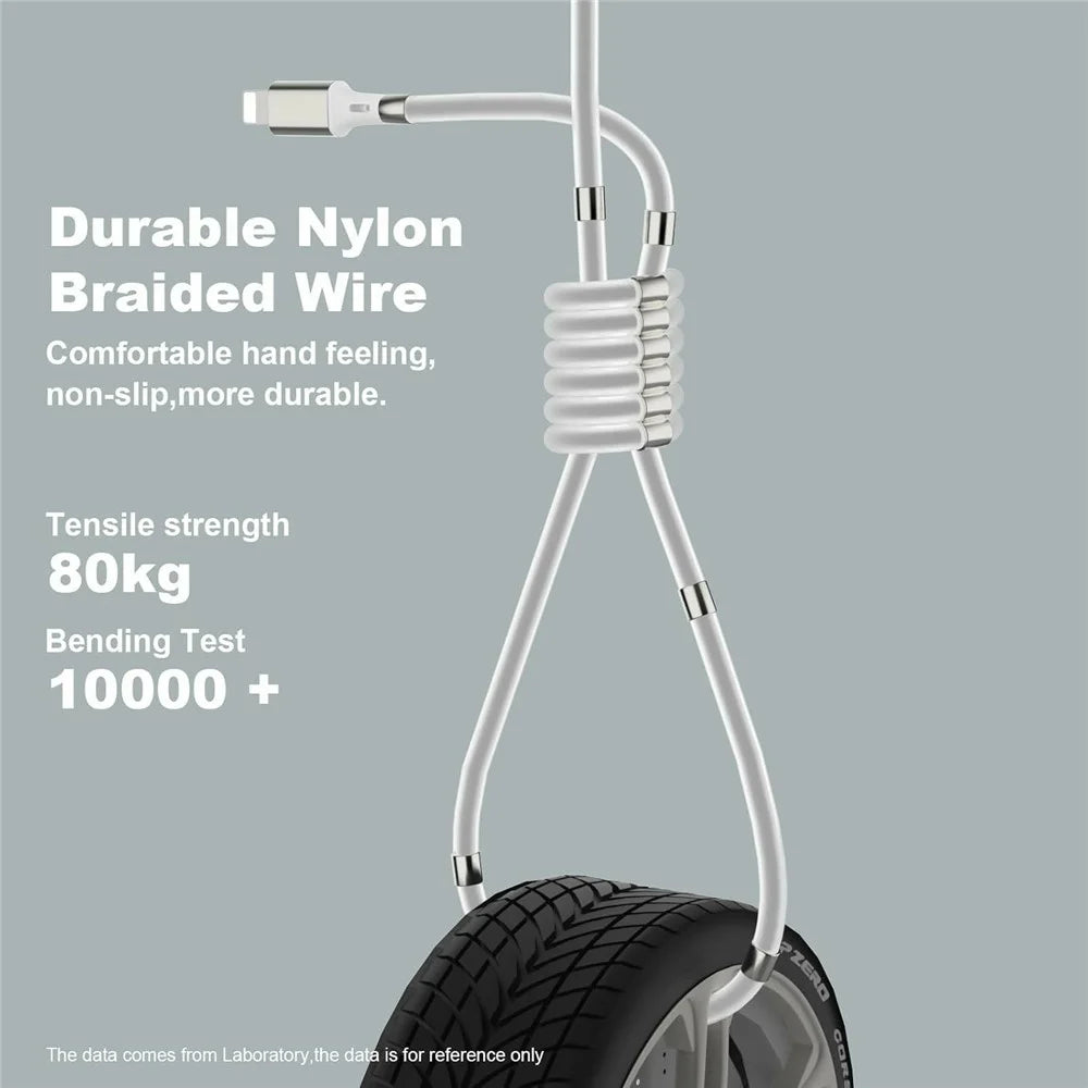 1m 2.4A Fast Charging Cable Magnetic Storage USB-C to USB-C 60W Data Cord - 7