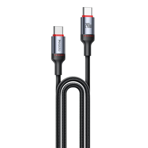 YESIDO CA186 2m Data Cable 240W Fast Charging USB C to USB C Braided Wire for Smartphone Tablet Laptop - 1