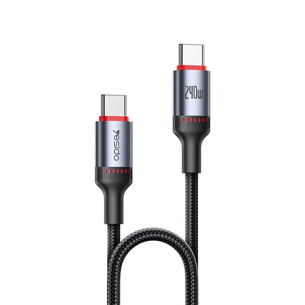 YESIDO CA185 1.2m Data Cable 240W Fast Charging USB C to USB C Braided Wire for Smartphone Tablet Laptop - 1
