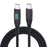 3m USB-C to USB-C Cable Digital Display 3A / 20V 60W Fast Charging Braided Data Cord for Smartphones Tablets - Black - 1