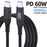 3m USB-C to USB-C Cable Digital Display 3A / 20V 60W Fast Charging Braided Data Cord for Smartphones Tablets - Black - 2