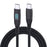 2m USB-C to USB-C Cable 100W 5A / 20V Nylon Braided Phone Tablet Fast Charging Digital Display Cord - Black - 1