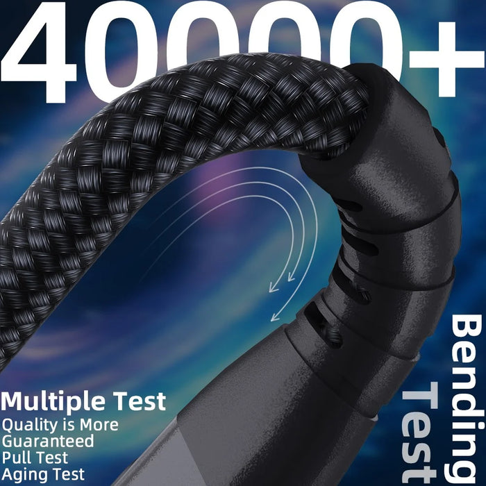 2m USB-C to USB-C Cable 100W 5A / 20V Nylon Braided Phone Tablet Fast Charging Digital Display Cord - Black - 5