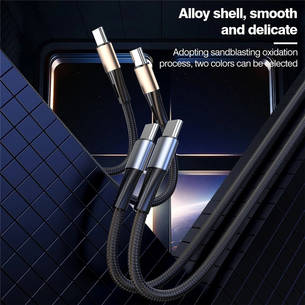 1.2m Braided USB-C to USB-C Cable 100W PD Fast Charging Phone Tablet Data Sync Cord - 6