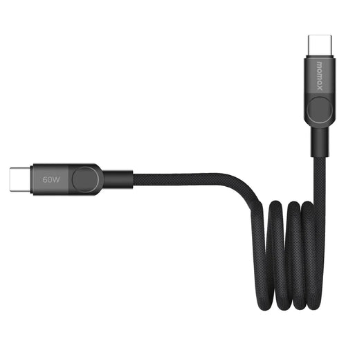 MOMAX Mag.Link 1m 60W Magnetic Braided Fast Charging Cable USB C to USB C Data Cord - Black - 1
