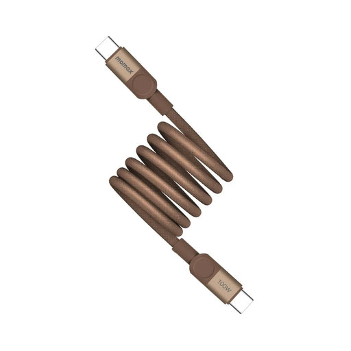 MOMAX Mag.Link 1m 100W Magnetic Braided Fast Charging Cable USB C to USB C Wire for Laptop / Phone / Tablet - Gold - 2