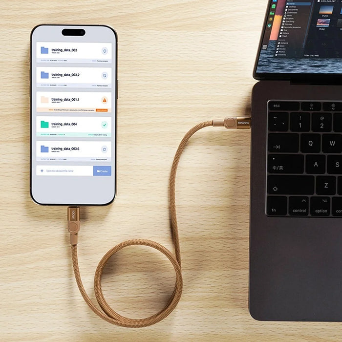 MOMAX Mag.Link 1m 100W Magnetic Braided Fast Charging Cable USB C to USB C Wire for Laptop / Phone / Tablet - Gold - 5